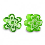 Millefiori beads flower 5-6x3mm - Spring green